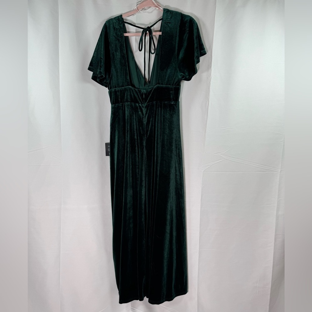 Lulus Elegant V-Neck Green Velvet Dress XL - Picture 15 of 15